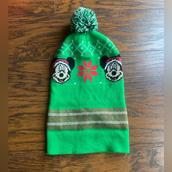 {Disney} Mickey Mouse red and green Christmas beanie hat - Picture 3 of 6